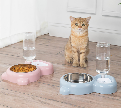 Automatic Pet Feeder and Water Dispenser, Pet Food and Water Feeder Bowls with Automatic Pet Water Bottle for Small Large Dog, Cats and Rabbits